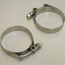 Stainless Steel T-Bolt Clamps 2.25" Pair